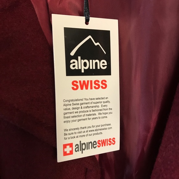 NWT Alpine Swiss Burgundy Trench Coat (Medium) - Picture 8 of 8